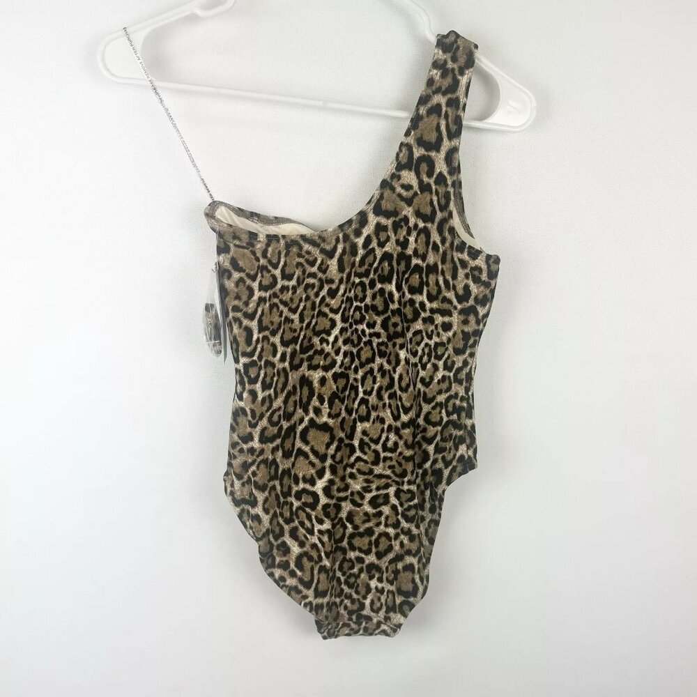 Michael Kors Womens Wildcat Logo Ring One Piece Swimsuit Husk 6 - Picture 2 of 4